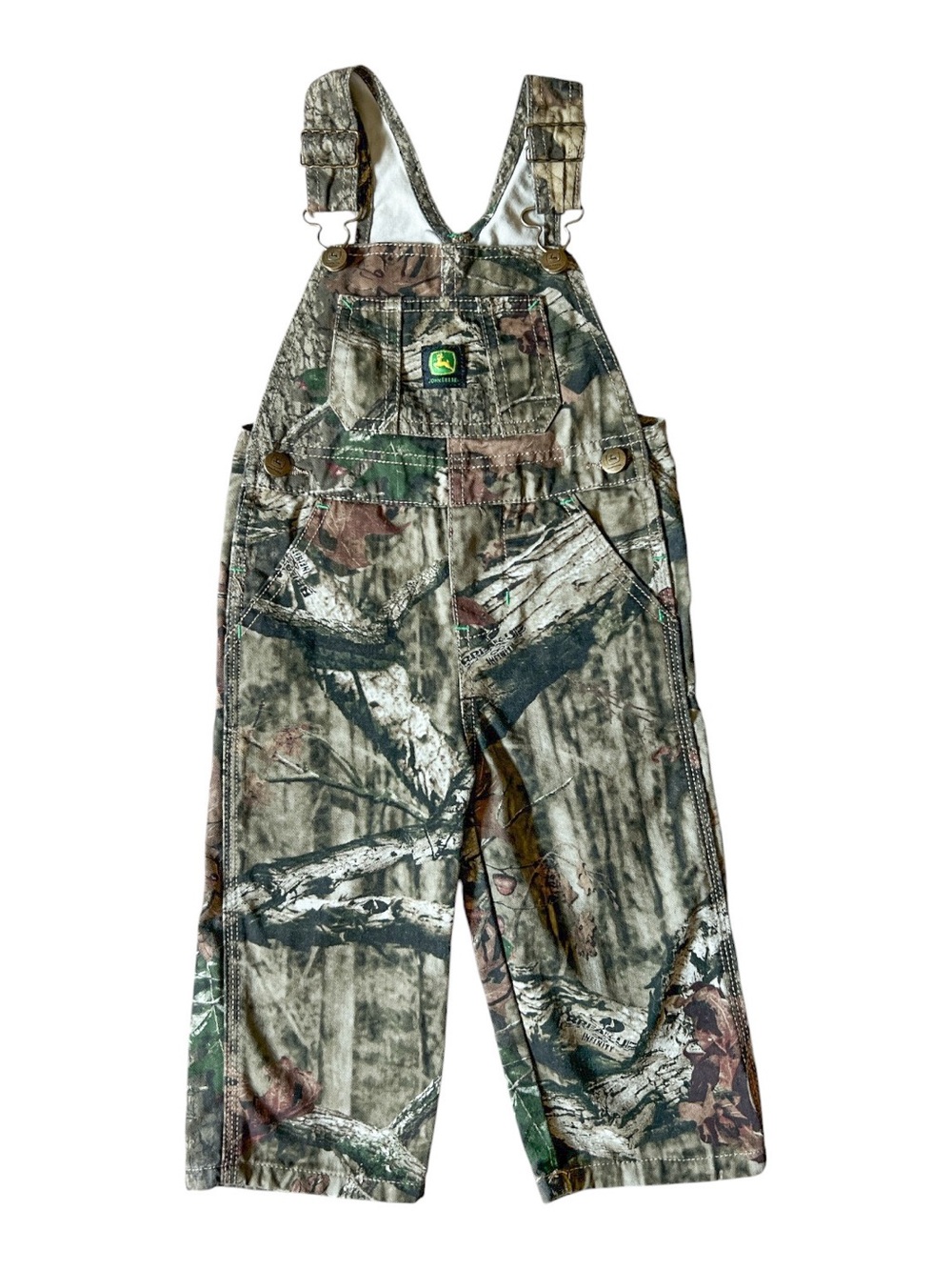 John Deere Mossy Oak Real Tree Camouflage Toddlers 2T 100% Cotton Overalls